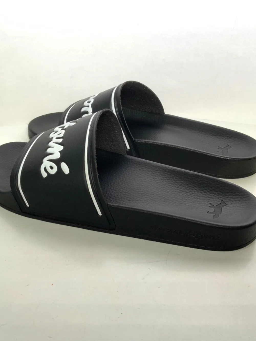 Men's Maison Kitsune Black White Slides on Casual Shoes Size 42